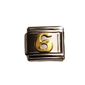 Italian Charm Bracelet Alphabet Letter Link - NUMBER "6"
